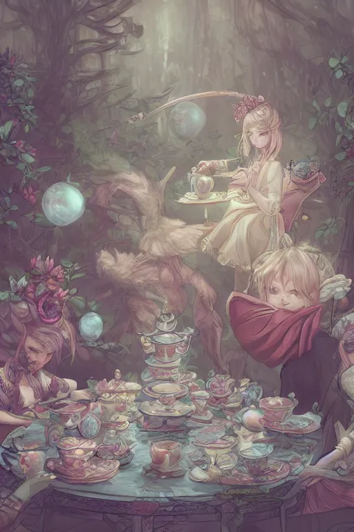 Prompt: Ryu at a Tea Party, cute, fantasy, intricate, elegant, highly detailed, digital painting, 4k, HDR, concept art, smooth, sharp focus, illustration, art by sakimichan