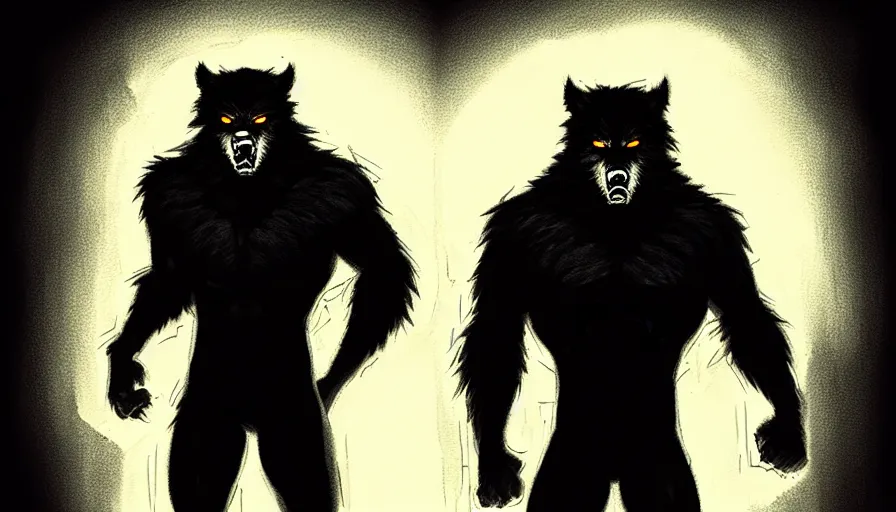 Image similar to in the style of artgerm, steve niles, rafael albuquerque, large hairy werewolf in a shopping mall at night, moody lighting, horror scary terror