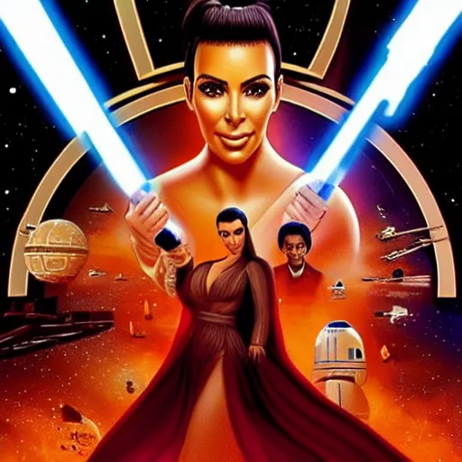 Image similar to kim kardashian in star wars movie poster high detail