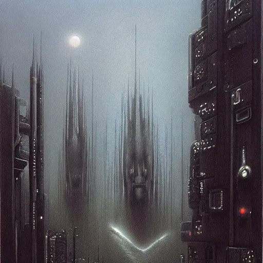 Image similar to cyberpunk by zdzisław beksinski