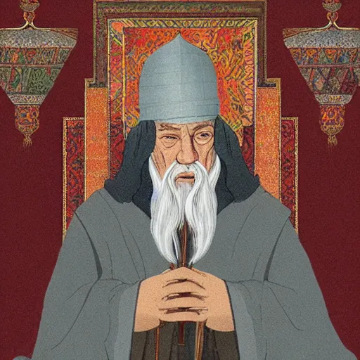 Prompt: portrait of a gandalf as a ottoman sultan