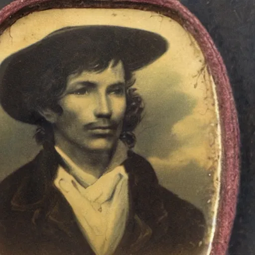 Prompt: close - up portrait of a cowboy holding a cat, 1 8 0 0 s