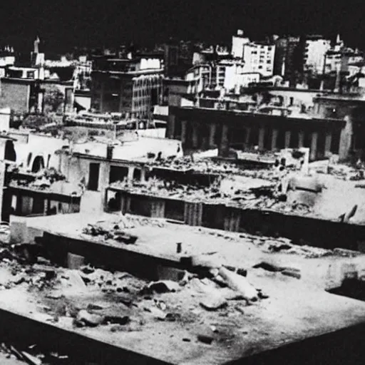 Image similar to A photo of a Madrid after a nuclear bomb in the Spanish Civil War