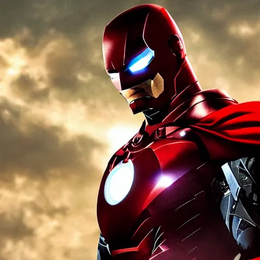 Image similar to batman from the justice league as ironman from the avengers movies