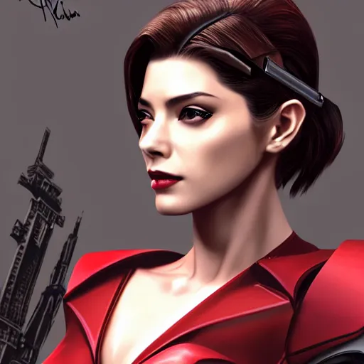 Prompt: A combination of Ada Wong's and Grace Kelly's and Ashley Greene's appearances wearing Ranger's armor from Anthem, high tech, action shot, angular, full body portrait, futuristic, dramatic, fantasy, intricate, elegant, highly detailed, digital painting, artstation, concept art, matte, sharp focus, illustration, 8K, art by Donato Giancola and James Gurney