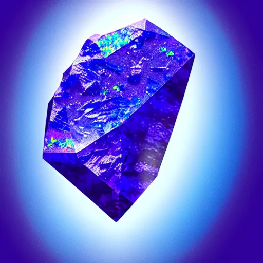 Prompt: a rare mineral rock, in a dark studio room, vaporwave theme. Tanzanite, Opal, Kunzite. in the style of artgerm.