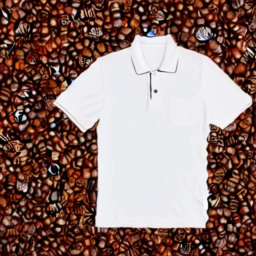 Image similar to banana made of coffee stains on a white polo shirt