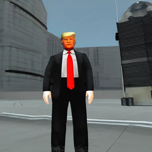 Prompt: Donald Trump as a half life 1 character, video game screenshot, rule of thirds