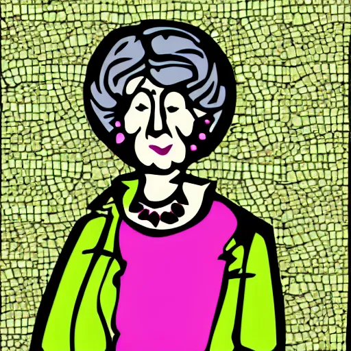 Image similar to Clipart of a Trendy grandmother in the style of an illustrated postcard