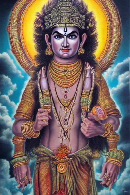 Image similar to Hindu God Vishnu Tom Cruise, hyperrealistic portrait