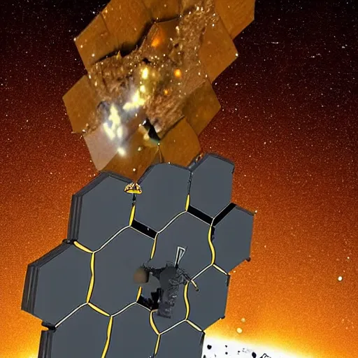 Image similar to james webb telescope crashing into meteor