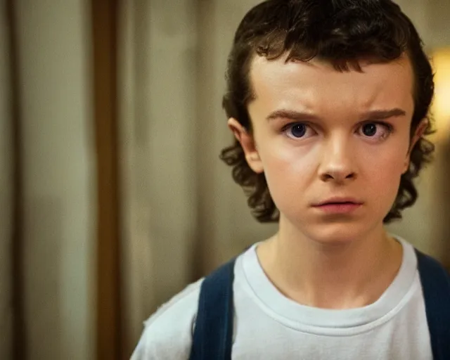 Image similar to eleven from stranger things going super sayan