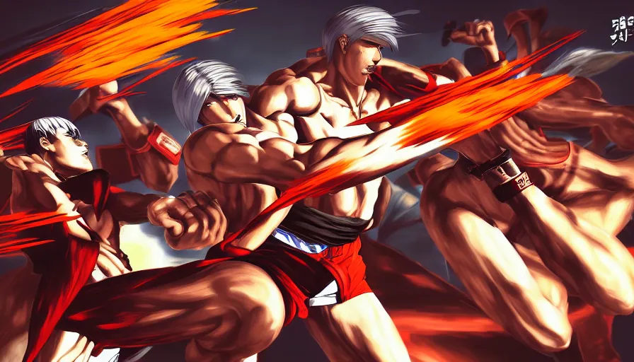 Image similar to concept art from kof snk 2 0 0 0 by jama jurabaev, cel shaded, cinematic shot, trending on artstation, high quality, brush stroke, amusement park on a old civilization