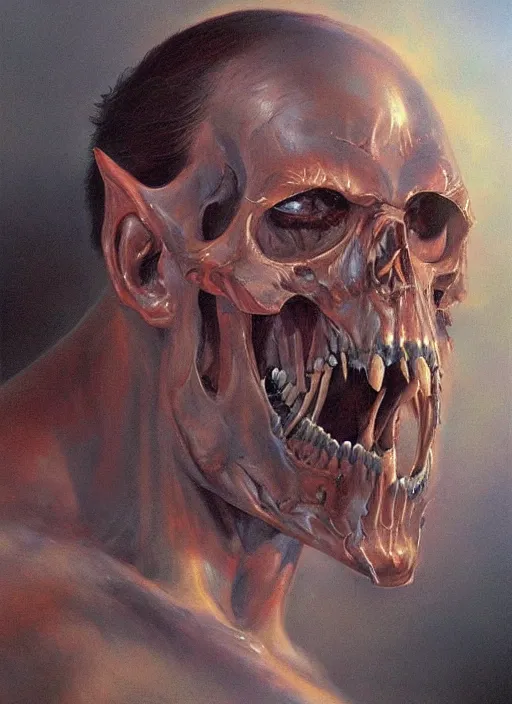 Image similar to a epic portrait of the god of death, art by boris vallejo and greg danton and denys tsiperko, detailed, hyperrealism, artstation