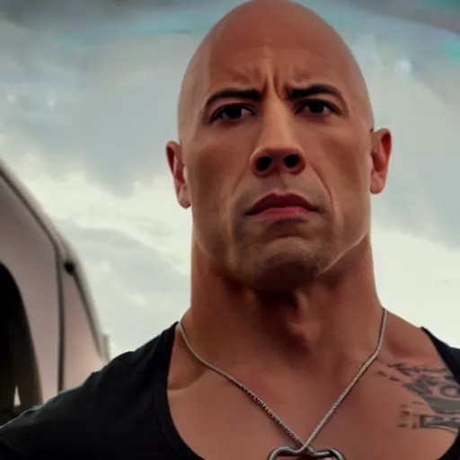 Image similar to film still of the rock as dominic toretto in fast & furious