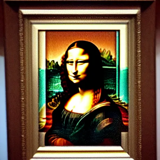 Prompt: Mona Lisa made out of Wonka nerds