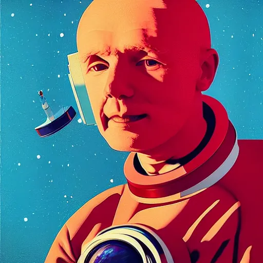 Image similar to portrait of an Astronaut by Andy warhol and Petros Afshar and Beeple, Edward Hopper and James Gilleard, Zdzislaw Beksinski, Mark Ryden, Wolfgang Lettl highly detailed
