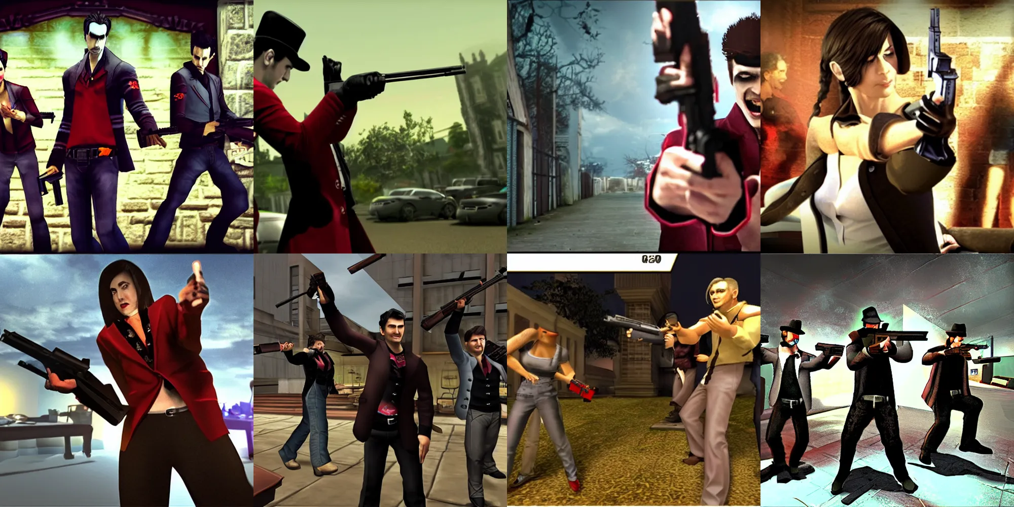 Prompt: Still from Vampires Holding Guns 2: Reloaded Using Guns To Gesture More Wildly, well lit, high budget