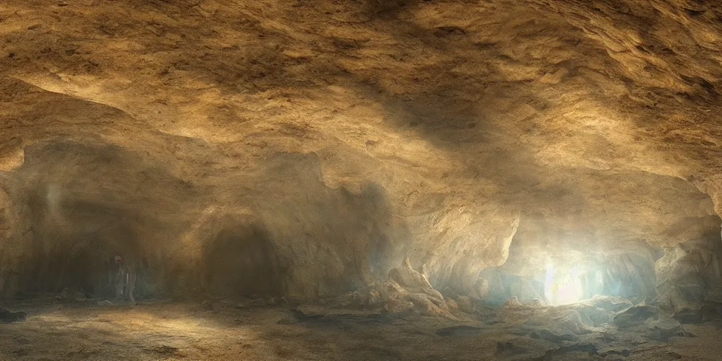 Image similar to beautiful matte painting of the inside of a cave