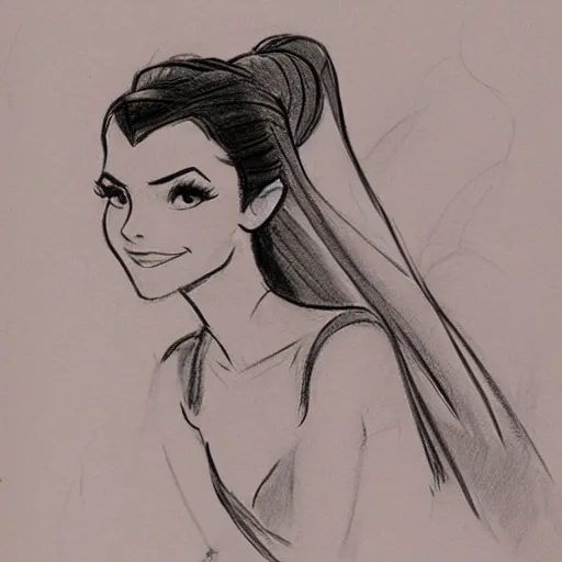 Image similar to milt kahl sketch of victoria justice as princess padme from star wars episode 3