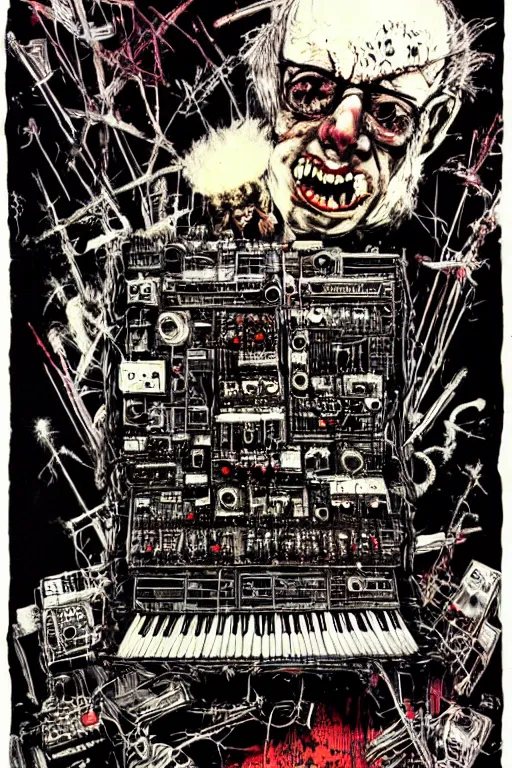 Image similar to synthesizer from hell by ralph steadman