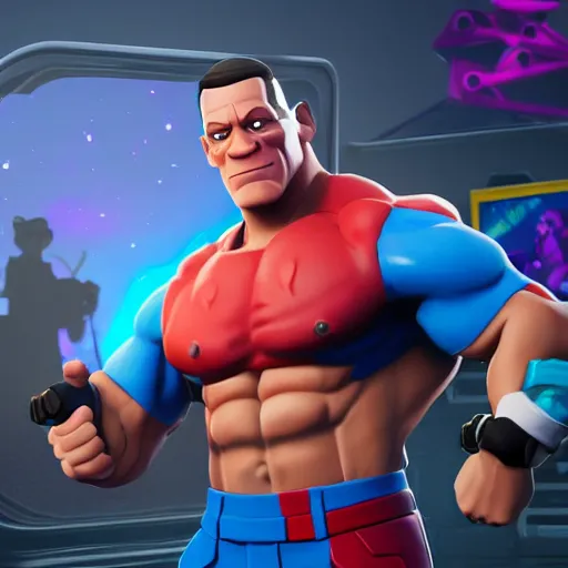 Prompt: John Cena in Fortnite, artstation, no text