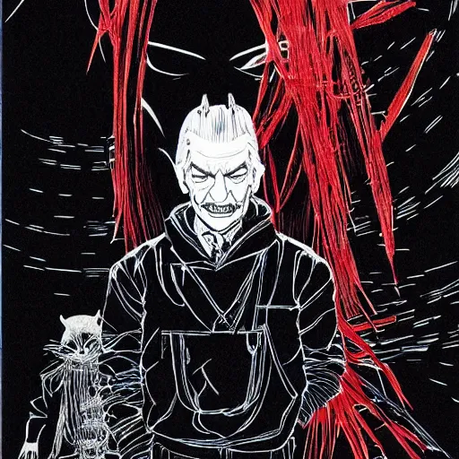 Image similar to Fred Rodgers looking sinister, by Tsutomu Nihei, highly detailed