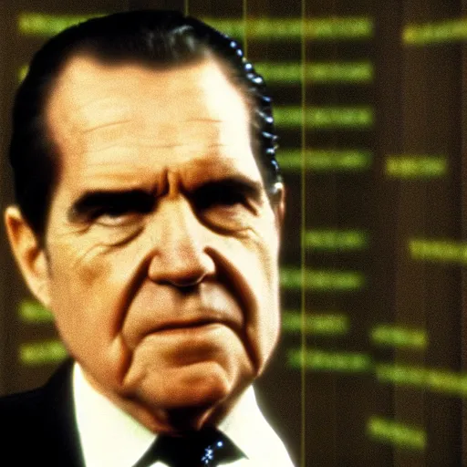 Image similar to A still of Richard Nixon in The Matrix