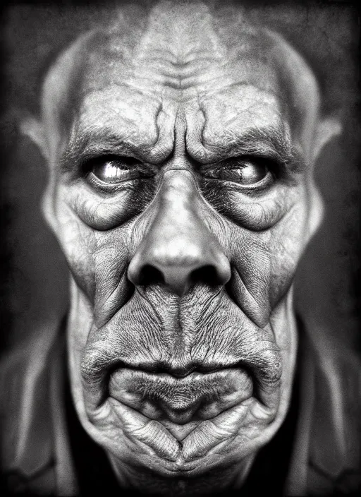 Image similar to handsome anthropomorphic mangle by lee jeffries, gelatin silver process