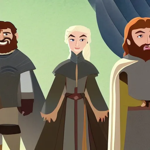 Image similar to the TV show Game of Thrones but animated by Pixar