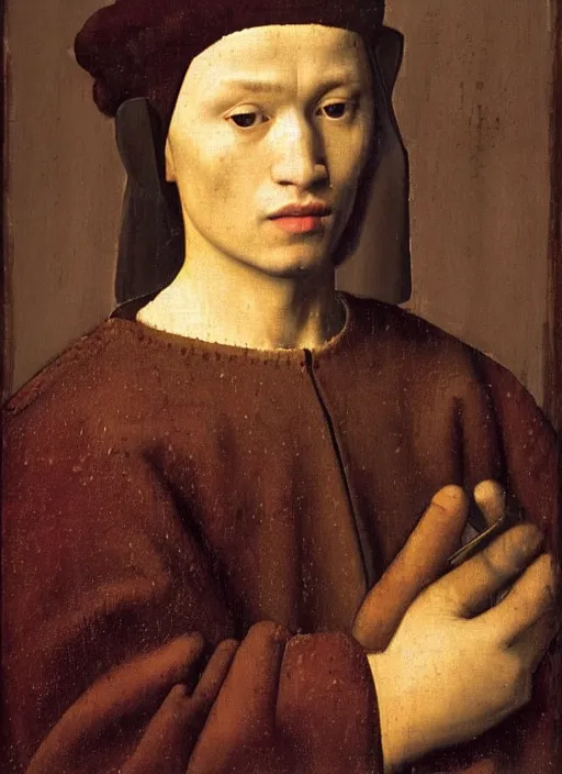 Prompt: portrait of a young king, medieval painting by Jan van Eyck, Johannes Vermeer, Florence