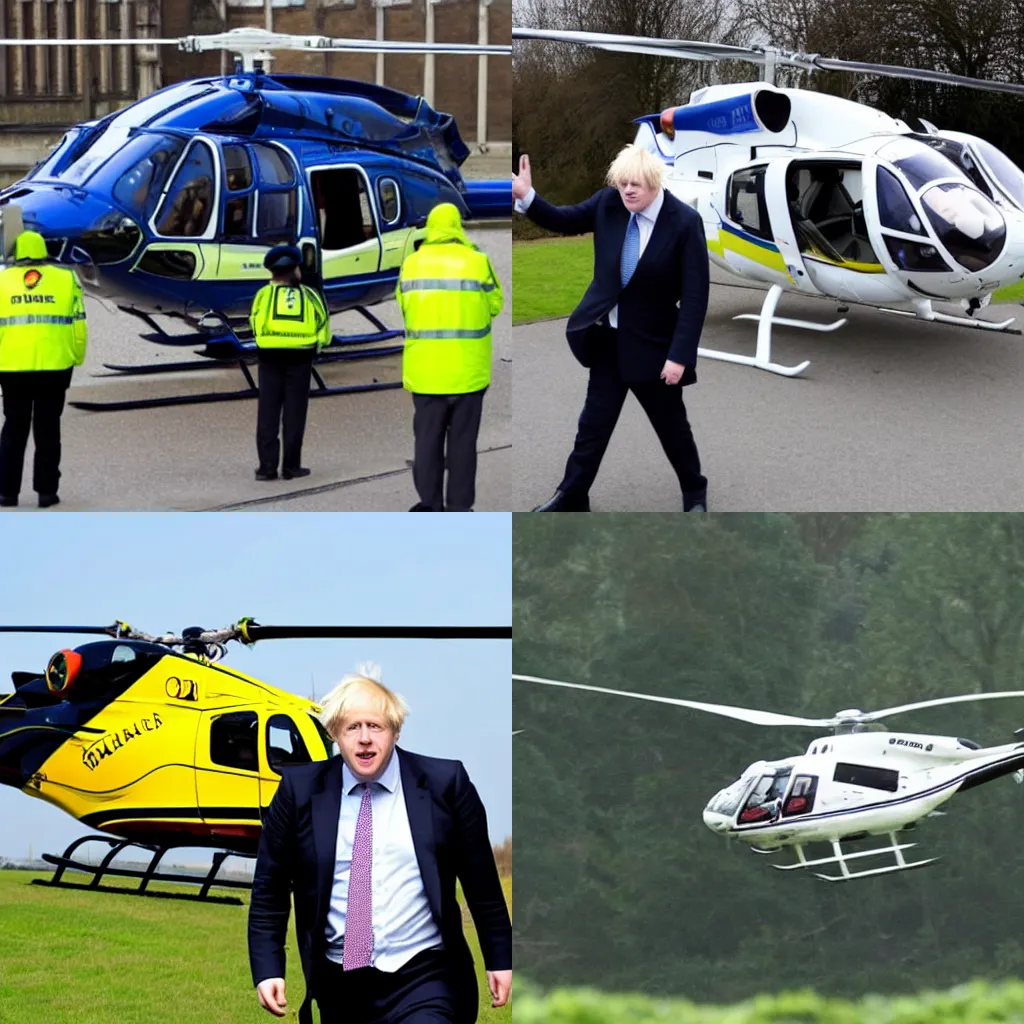 Prompt: boris johnson stealing a helicopter