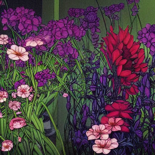 Image similar to a studio portrait of a plant! studio lighting. highly detailed. colourful. moody. by gerald brom and ansel adams and studio ghibli, lovely, sakura flowers