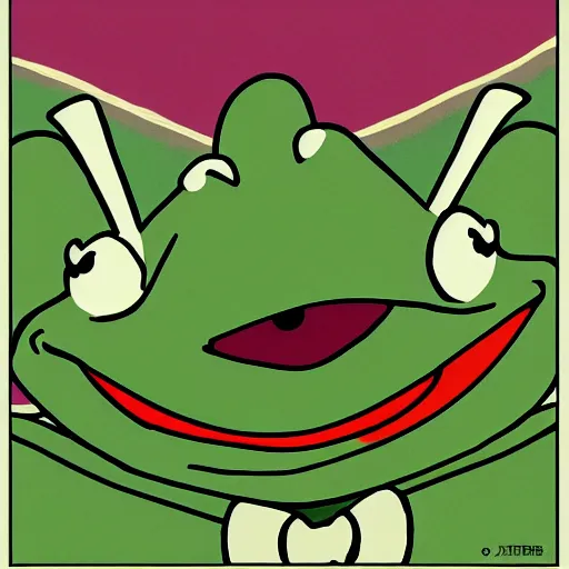 Image similar to kermit the frog running for soda in the style of muppets by jim hansen