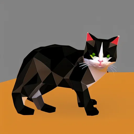 Prompt: a low poly model of a cat