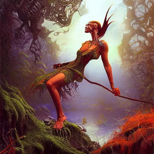 Prompt: weird but impressive natural scene. digital painting by gerald brom. ultra sharp high quality digital render. detailed.