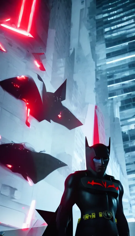 Prompt: :a portrait of KEANU REEVES as Batman Beyond+UNREAL ENGINE 5+4K UHD IMAGE+Stunning LIGHTING+Stunning SHADERS+SUBSTANCE PAINTER