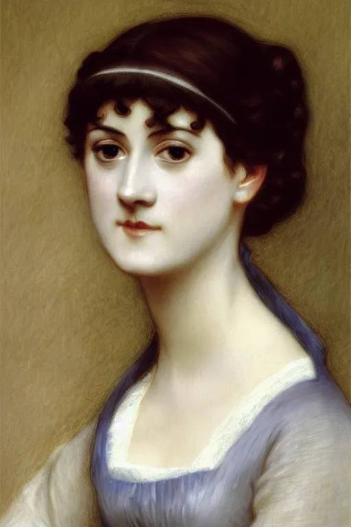 Prompt: jane austen in white, painting by rossetti bouguereau, detailed art, artstation