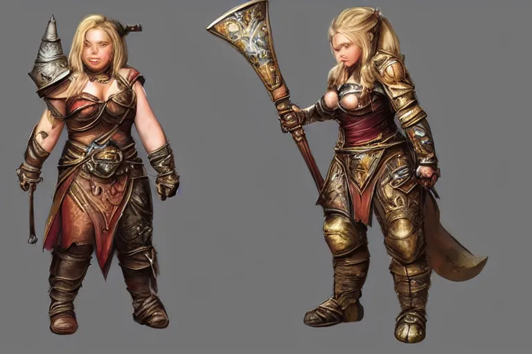 Image similar to robust and mighty female dwarf warrior | short stocky stature | wide body | d&d | iron chestplate | Aleksi Briclot |