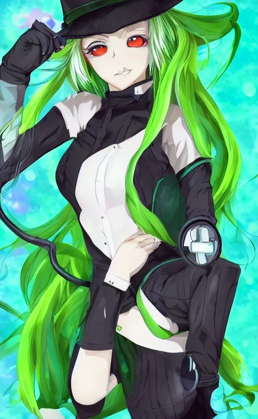 Image similar to an anime girl cosplaying as the riddler, anime character illustration, digital art, 4k