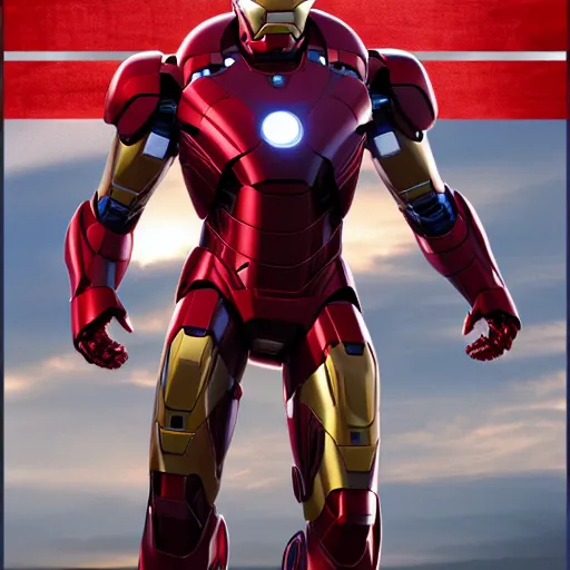 Image similar to iron man suit with captain america color palette, 8k ultra hd, hyper detailed