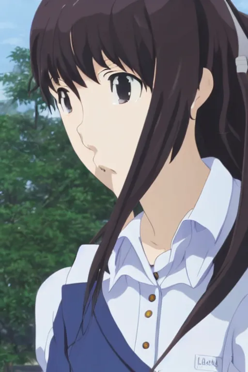 Image similar to A japanese anime high school girl, high detail portrait, Makoto Shinkai kyoto animation