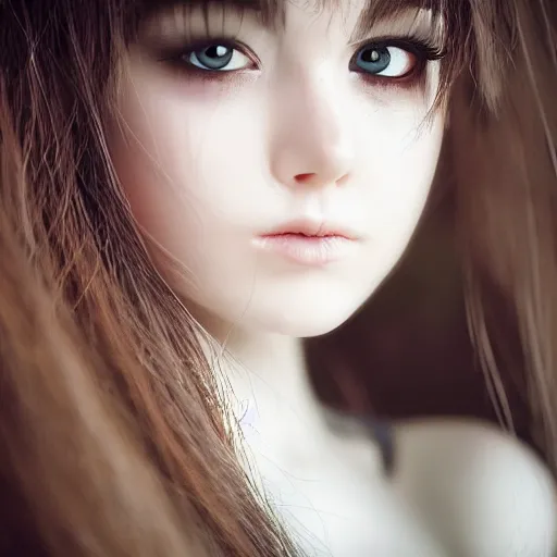 Image similar to headshot portrait of young gothic girl by WLOP, bokeh, fine details