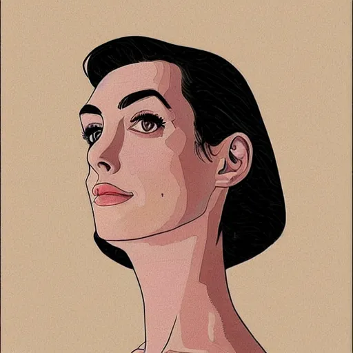 Image similar to anne hathaway retro minimalist portrait by jean giraud, moebius starwatcher comic, 8 k