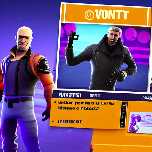 Image similar to vladimir putin as fortnite character, gameplay screenshot