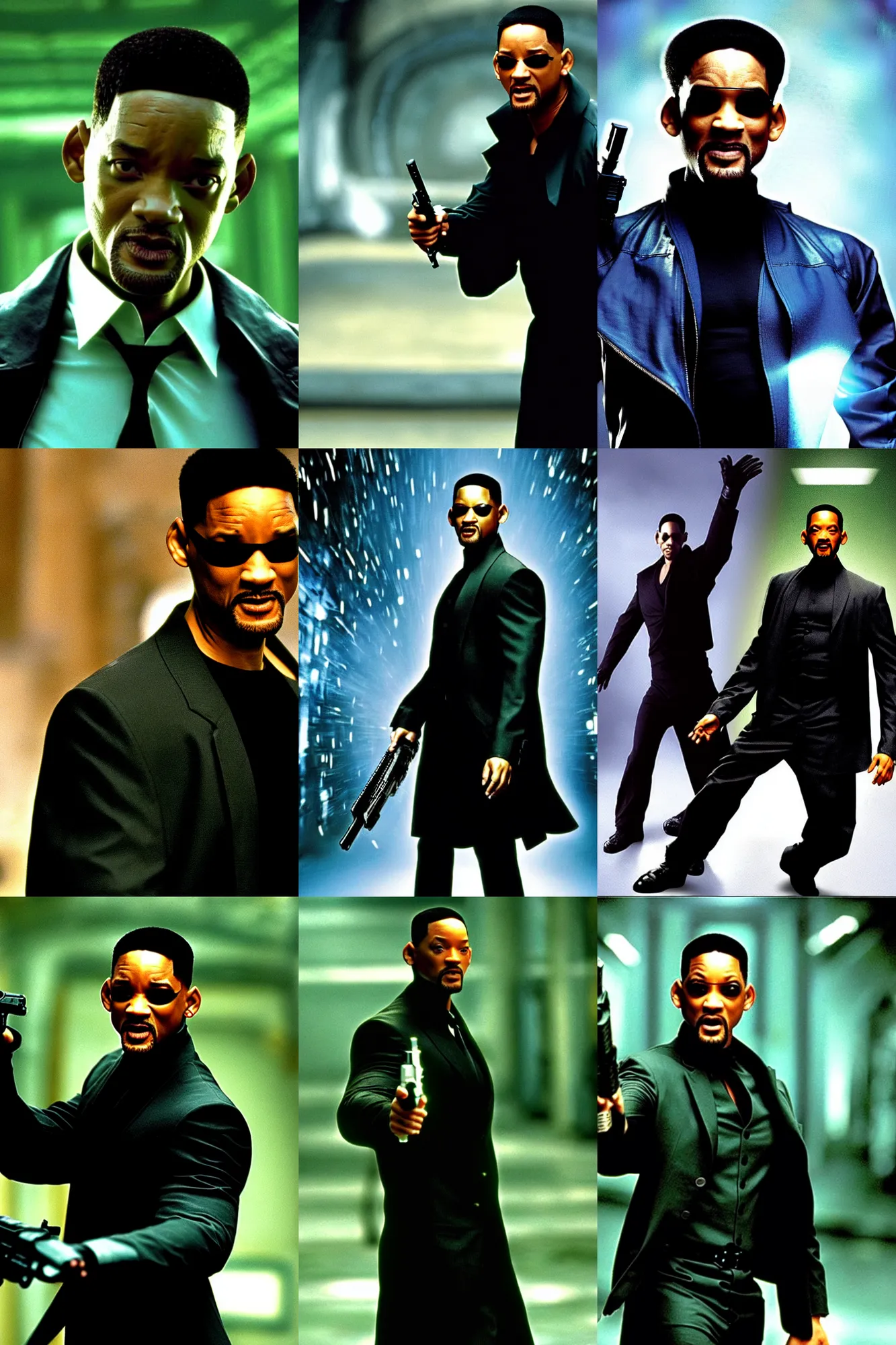 Prompt: will smith as neo in the matrix