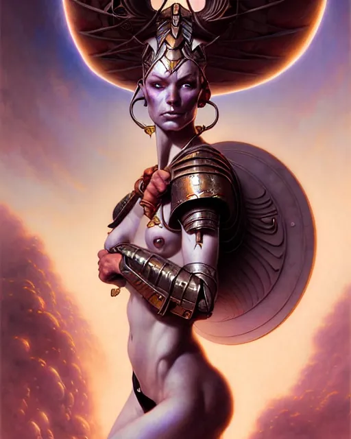 Image similar to beautiful warrior girl, fantasy character portrait, ultra realistic, wide angle, intricate details, the fifth element artifacts, highly detailed by peter mohrbacher, boris vallejo, hajime sorayama, wayne barlowe, aaron horkey, gaston bussiere, craig mullins