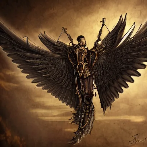 Prompt: mechanical wings of Icarus, steampunk style, ultrarealistic, HD, digital art