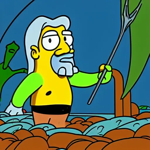 Prompt: aquaman, cartoon frame by matt groening ( the simpsons )