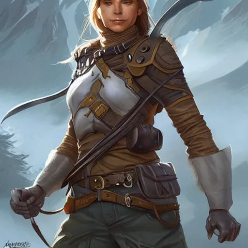 Image similar to 4 0 year old female ranger, art by artgerm and greg rutkowski and magali villeneuve, d & d, fantasy, portrait, highly detailed, headshot, digital painting, trending on artstation, concept art, sharp focus, illustration